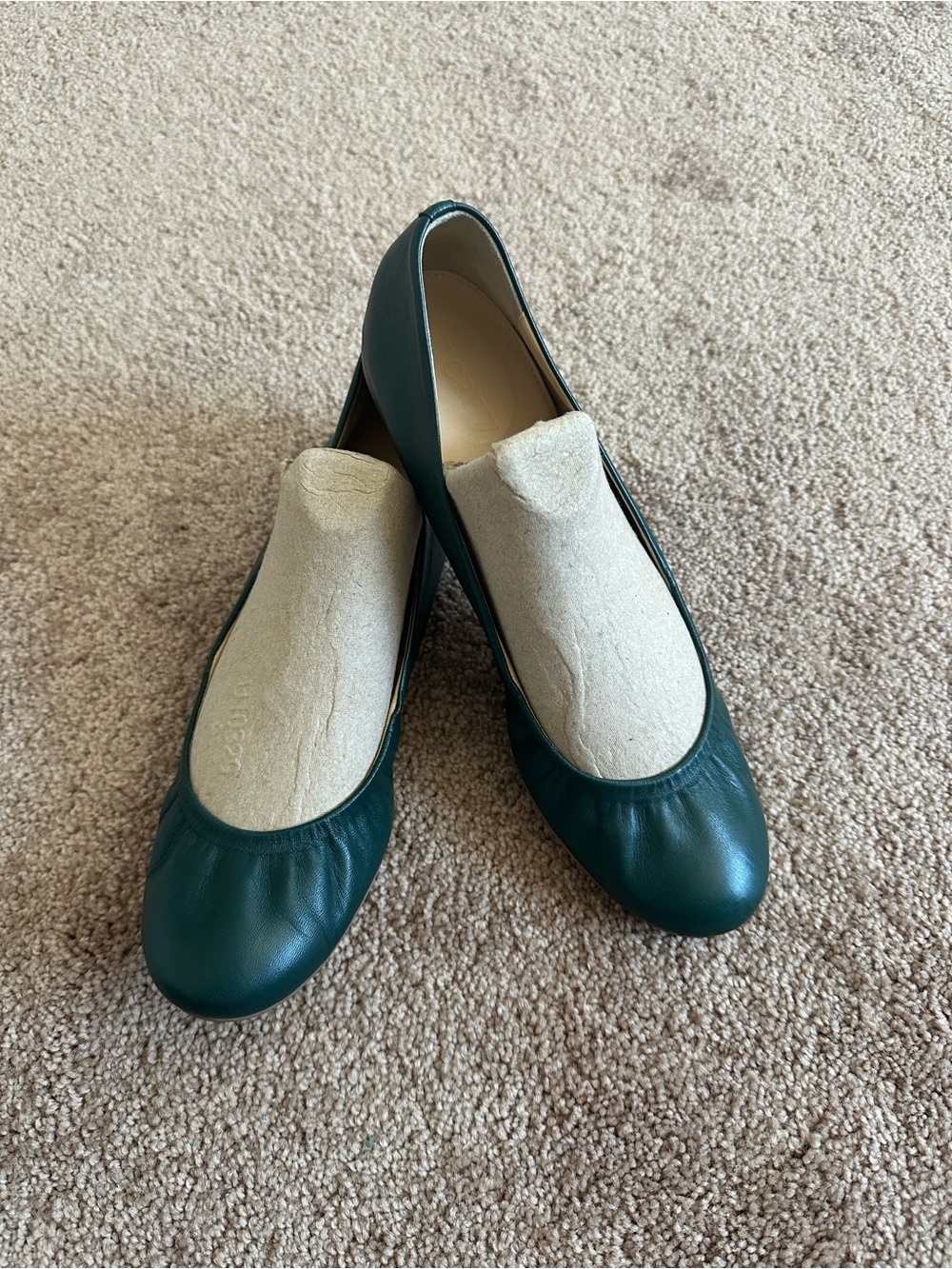 J Crew Dark Green Leather Flats - 10